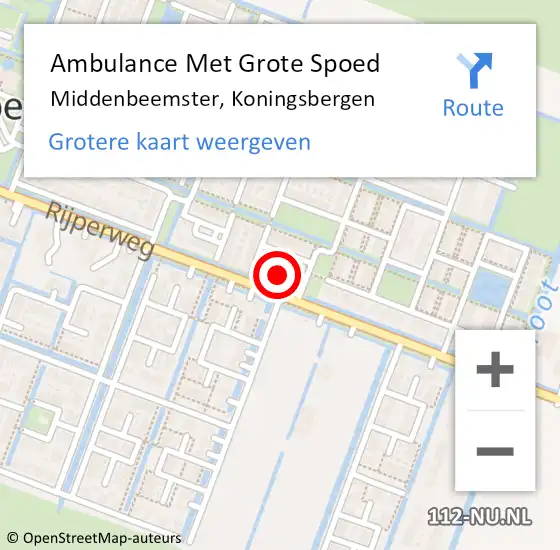 Locatie op kaart van de 112 melding: Ambulance Met Grote Spoed Naar Middenbeemster, Koningsbergen op 24 januari 2015 08:22