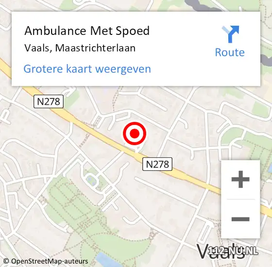 Locatie op kaart van de 112 melding: Ambulance Met Spoed Naar Vaals, Maastrichterlaan op 24 januari 2015 09:08