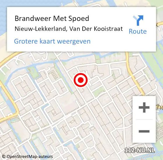 Locatie op kaart van de 112 melding: Brandweer Met Spoed Naar Nieuw-Lekkerland, Van Der Kooistraat op 28 oktober 2013 11:42