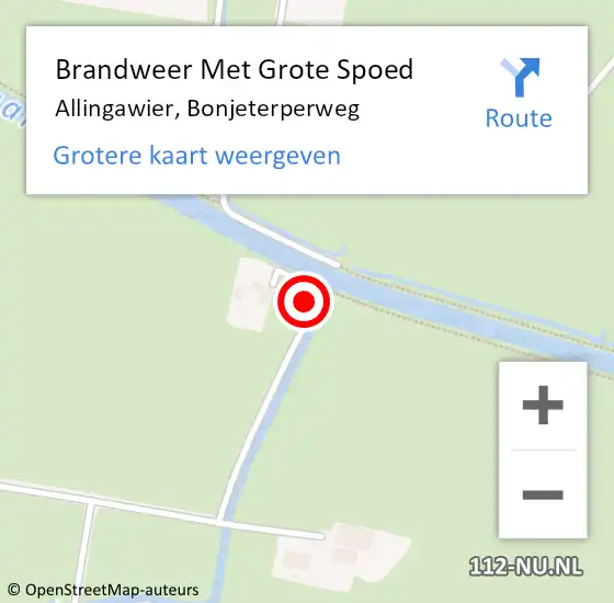 Locatie op kaart van de 112 melding: Brandweer Met Grote Spoed Naar Allingawier, Bonjeterperweg op 24 januari 2015 09:44