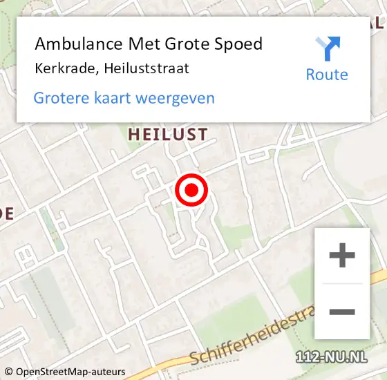 Locatie op kaart van de 112 melding: Ambulance Met Grote Spoed Naar Kerkrade, Heiluststraat op 24 januari 2015 09:56