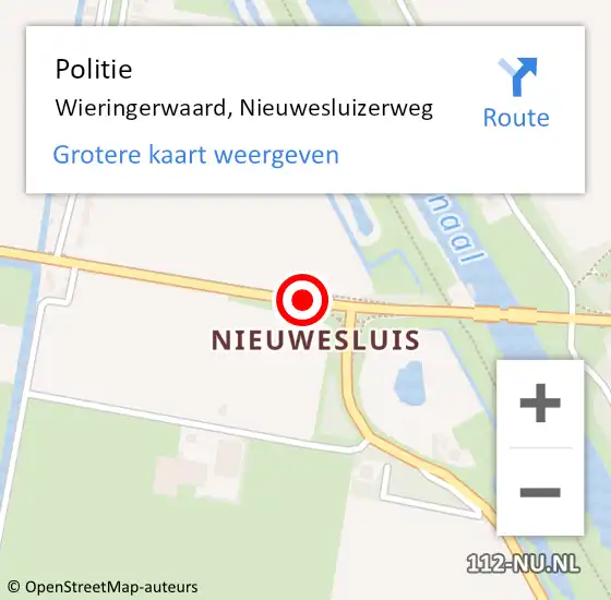 Locatie op kaart van de 112 melding: Politie Wieringerwaard, Nieuwesluizerweg op 24 januari 2015 10:02