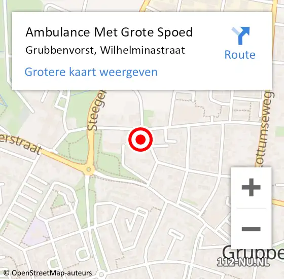 Locatie op kaart van de 112 melding: Ambulance Met Grote Spoed Naar Grubbenvorst, Wilhelminastraat op 24 januari 2015 10:09