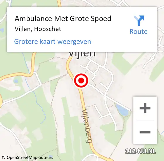 Locatie op kaart van de 112 melding: Ambulance Met Grote Spoed Naar Vijlen, Hopschet op 24 januari 2015 10:11