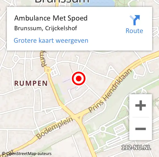 Locatie op kaart van de 112 melding: Ambulance Met Spoed Naar Brunssum, Crijckelshof op 24 januari 2015 10:18