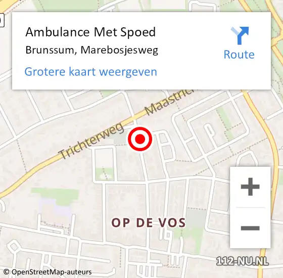 Locatie op kaart van de 112 melding: Ambulance Met Spoed Naar Brunssum, Marebosjesweg op 24 januari 2015 10:24