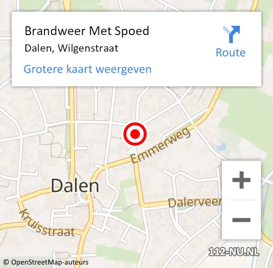 Locatie op kaart van de 112 melding: Brandweer Met Spoed Naar Dalen, Wilgenstraat op 24 januari 2015 10:24