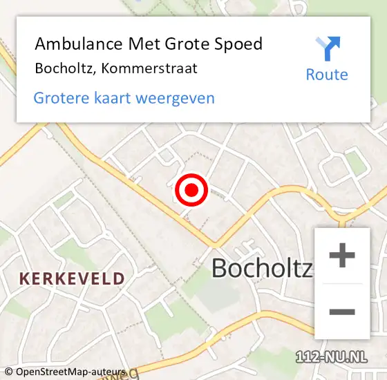 Locatie op kaart van de 112 melding: Ambulance Met Grote Spoed Naar Bocholtz, Kommerstraat op 24 januari 2015 10:33