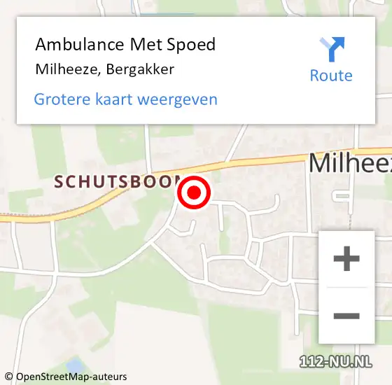 Locatie op kaart van de 112 melding: Ambulance Met Spoed Naar Milheeze, Bergakker op 24 januari 2015 10:50