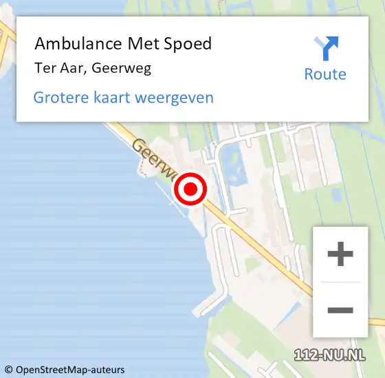 Locatie op kaart van de 112 melding: Ambulance Met Spoed Naar Ter Aar, Geerweg op 24 januari 2015 10:51