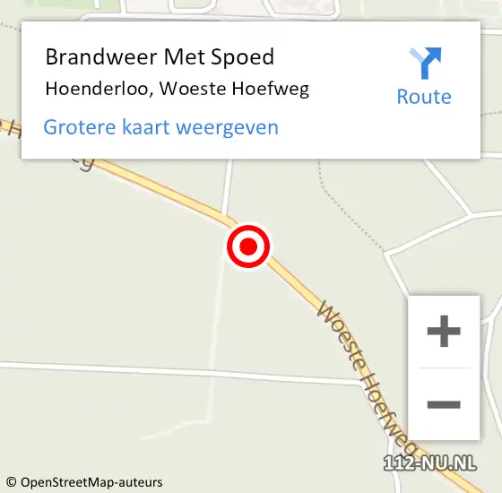 Locatie op kaart van de 112 melding: Brandweer Met Spoed Naar Hoenderloo, Woeste Hoefweg op 28 oktober 2013 11:46