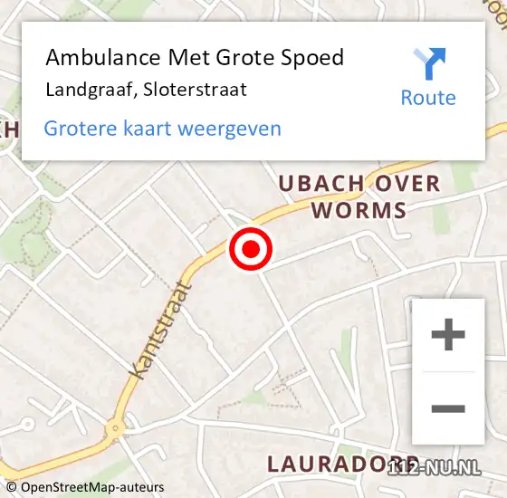 Locatie op kaart van de 112 melding: Ambulance Met Grote Spoed Naar Landgraaf, Sloterstraat op 24 januari 2015 11:56