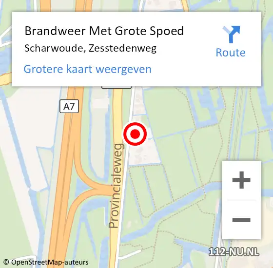 Locatie op kaart van de 112 melding: Brandweer Met Grote Spoed Naar Scharwoude, Zesstedenweg op 28 oktober 2013 11:46