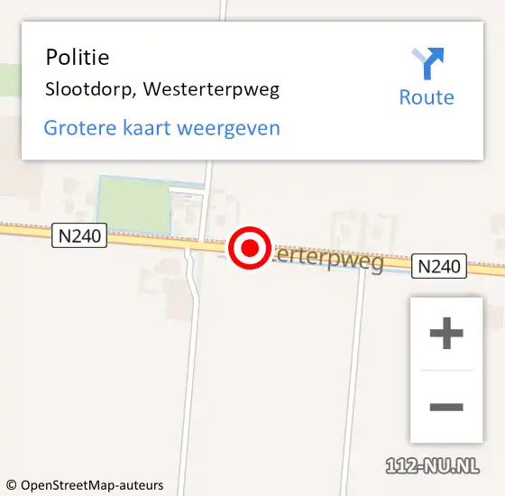 Locatie op kaart van de 112 melding: Politie Slootdorp, Westerterpweg op 24 januari 2015 12:15