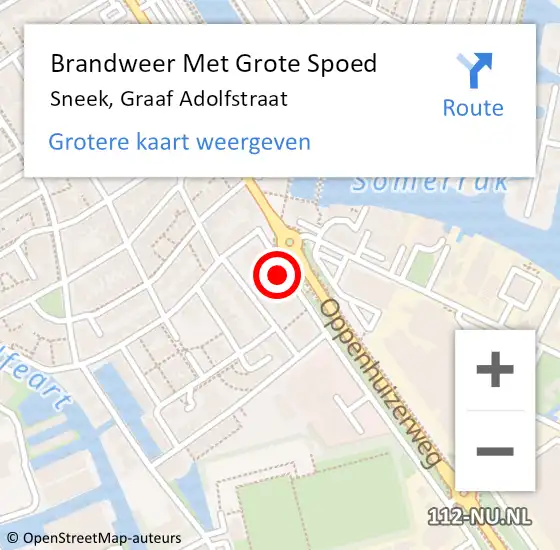 Locatie op kaart van de 112 melding: Brandweer Met Grote Spoed Naar Sneek, Graaf Adolfstraat op 24 januari 2015 12:19