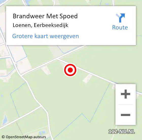 Locatie op kaart van de 112 melding: Brandweer Met Spoed Naar Loenen, Eerbeeksedijk op 28 oktober 2013 11:47