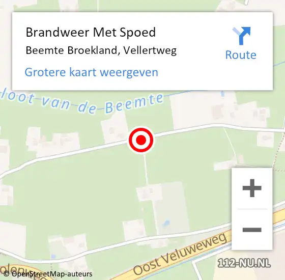 Locatie op kaart van de 112 melding: Brandweer Met Spoed Naar Beemte Broekland, Vellertweg op 28 oktober 2013 11:47