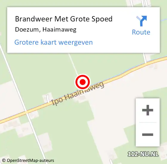 Locatie op kaart van de 112 melding: Brandweer Met Grote Spoed Naar Doezum, Haaimaweg op 28 oktober 2013 11:47