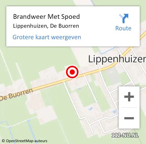 Locatie op kaart van de 112 melding: Brandweer Met Spoed Naar Lippenhuizen, De Buorren op 24 januari 2015 13:46