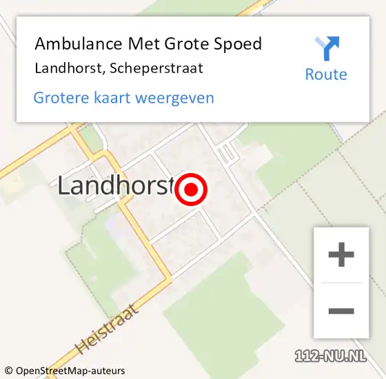 Locatie op kaart van de 112 melding: Ambulance Met Grote Spoed Naar Landhorst, Scheperstraat op 24 januari 2015 14:12