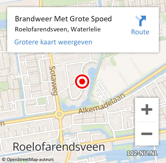 Locatie op kaart van de 112 melding: Brandweer Met Grote Spoed Naar Roelofarendsveen, Waterlelie op 28 oktober 2013 11:48