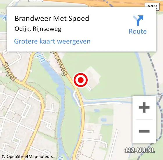 Locatie op kaart van de 112 melding: Brandweer Met Spoed Naar Odijk, Rijnseweg op 28 oktober 2013 11:49