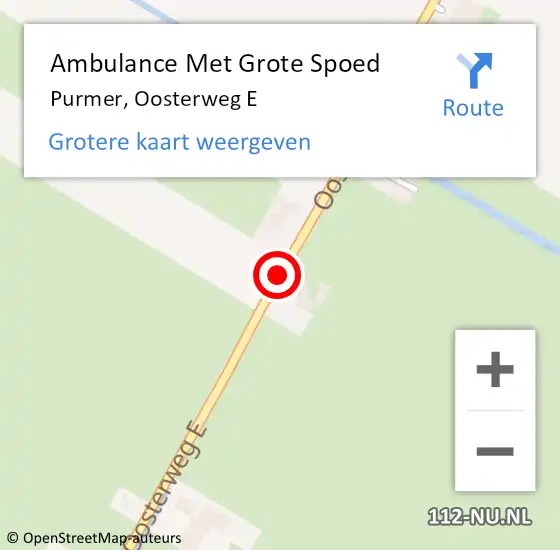 Locatie op kaart van de 112 melding: Ambulance Met Grote Spoed Naar Purmer, Oosterweg E op 24 januari 2015 14:38