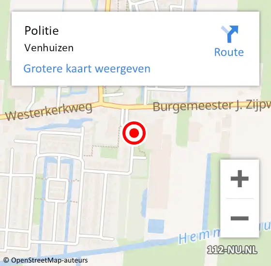 Locatie op kaart van de 112 melding: Politie Venhuizen op 24 januari 2015 14:46