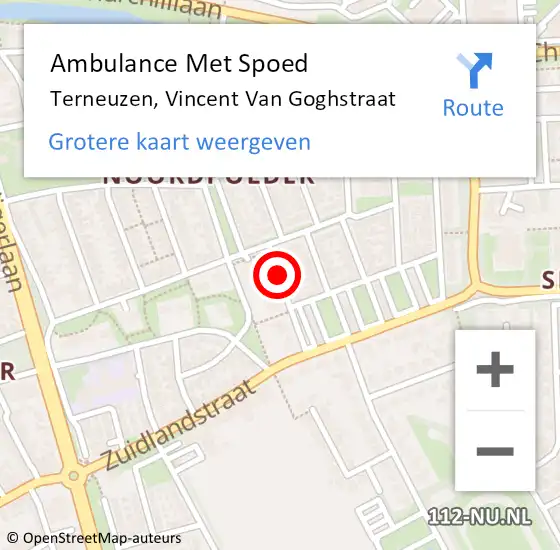 Locatie op kaart van de 112 melding: Ambulance Met Spoed Naar Terneuzen, Vincent Van Goghstraat op 24 januari 2015 15:02