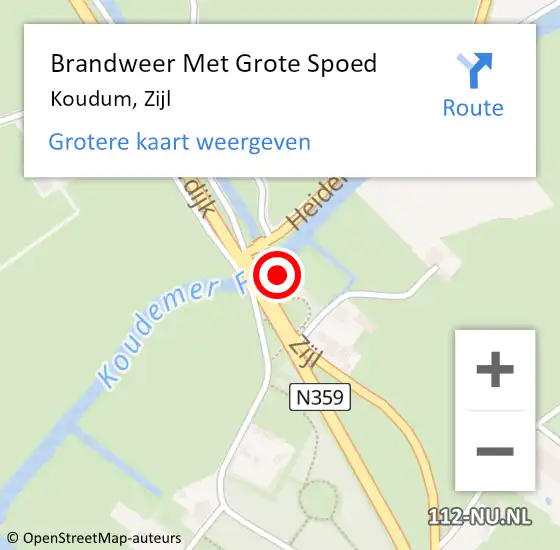 Locatie op kaart van de 112 melding: Brandweer Met Grote Spoed Naar Koudum, Zijl op 28 oktober 2013 11:50