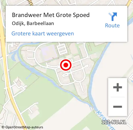 Locatie op kaart van de 112 melding: Brandweer Met Grote Spoed Naar Odijk, Barbeellaan op 24 januari 2015 15:09