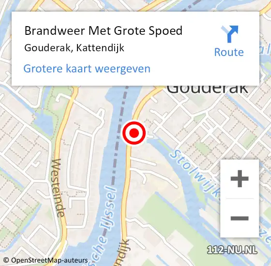 Locatie op kaart van de 112 melding: Brandweer Met Grote Spoed Naar Gouderak, Kattendijk op 24 januari 2015 15:25