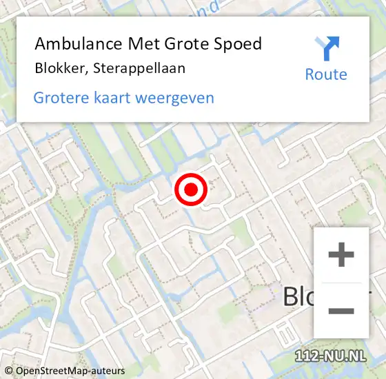 Locatie op kaart van de 112 melding: Ambulance Met Grote Spoed Naar Blokker, Sterappellaan op 24 januari 2015 15:26