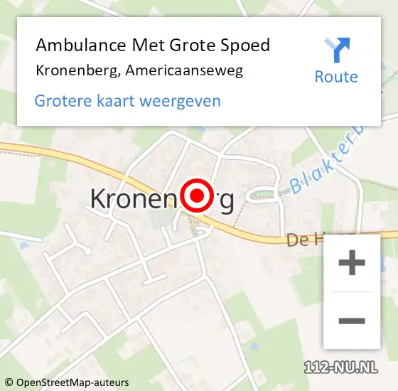 Locatie op kaart van de 112 melding: Ambulance Met Grote Spoed Naar Kronenberg, Americaanseweg op 24 januari 2015 15:48