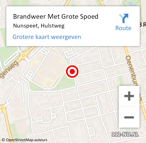 Locatie op kaart van de 112 melding: Brandweer Met Grote Spoed Naar Nunspeet, Hulstweg op 24 januari 2015 16:27