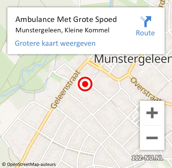 Locatie op kaart van de 112 melding: Ambulance Met Grote Spoed Naar Munstergeleen, Kleine Kommel op 24 januari 2015 16:34