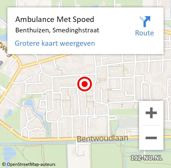 Locatie op kaart van de 112 melding: Ambulance Met Spoed Naar Benthuizen, Smedinghstraat op 24 januari 2015 16:40