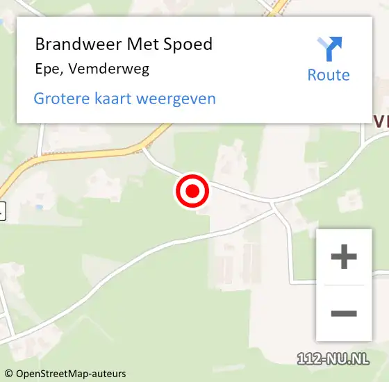 Locatie op kaart van de 112 melding: Brandweer Met Spoed Naar Epe, Vemderweg op 28 oktober 2013 11:52