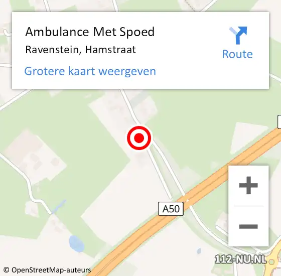 Locatie op kaart van de 112 melding: Ambulance Met Spoed Naar Ravenstein, Hamstraat op 24 januari 2015 17:21