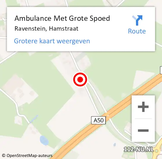 Locatie op kaart van de 112 melding: Ambulance Met Grote Spoed Naar Ravenstein, Hamstraat op 24 januari 2015 17:28