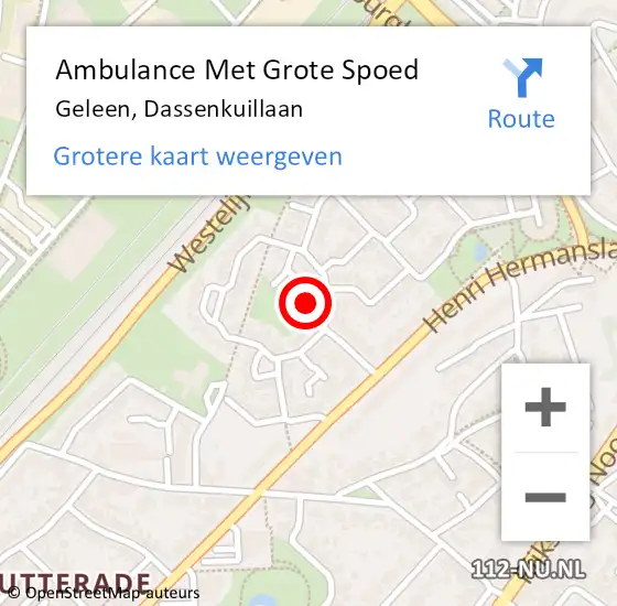 Locatie op kaart van de 112 melding: Ambulance Met Grote Spoed Naar Geleen, Dassenkuillaan op 24 januari 2015 17:32
