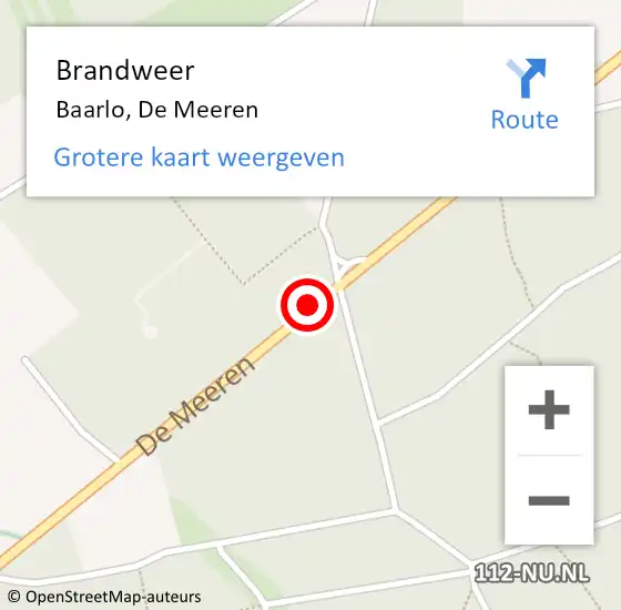 Locatie op kaart van de 112 melding: Brandweer Baarlo, De Meeren op 24 januari 2015 18:16