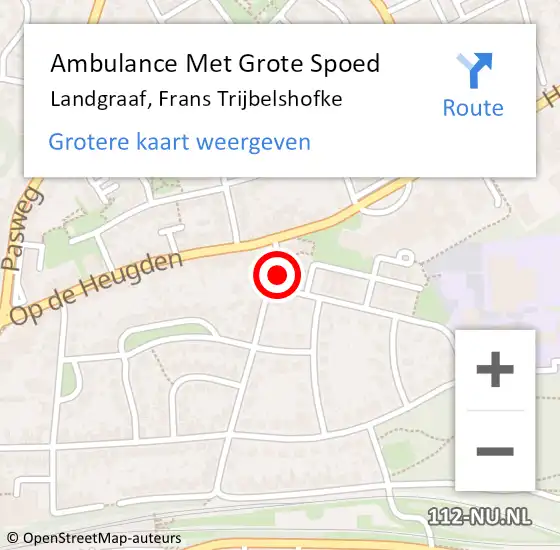 Locatie op kaart van de 112 melding: Ambulance Met Grote Spoed Naar Landgraaf, Frans Trijbelshofke op 24 januari 2015 18:42