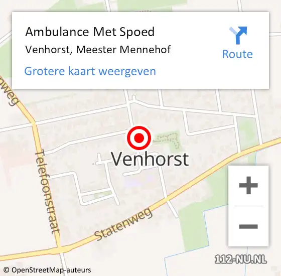 Locatie op kaart van de 112 melding: Ambulance Met Spoed Naar Venhorst, Meester Mennehof op 24 januari 2015 19:05