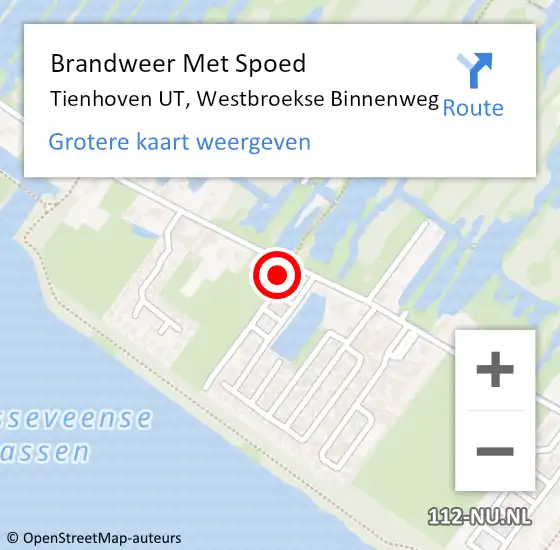 Locatie op kaart van de 112 melding: Brandweer Met Spoed Naar Tienhoven UT, Westbroekse Binnenweg op 28 oktober 2013 11:55