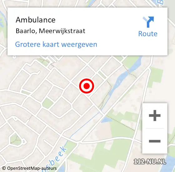 Locatie op kaart van de 112 melding: Ambulance Baarlo, Meerwijkstraat op 24 januari 2015 19:31