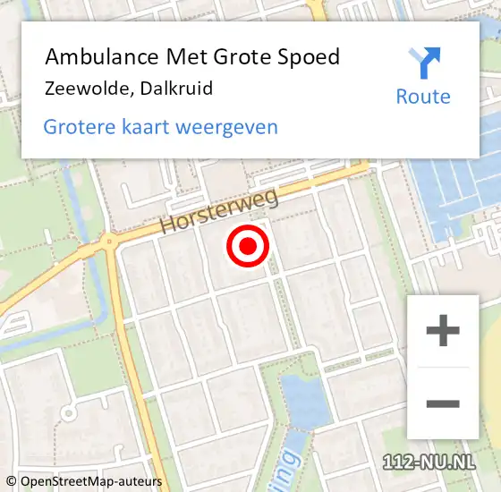 Locatie op kaart van de 112 melding: Ambulance Met Grote Spoed Naar Zeewolde, Dalkruid op 24 januari 2015 19:32