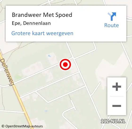 Locatie op kaart van de 112 melding: Brandweer Met Spoed Naar Epe, Dennenlaan op 28 oktober 2013 11:56