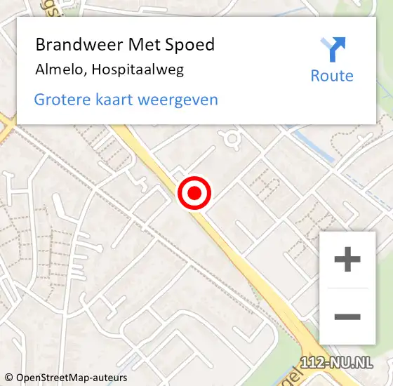 Locatie op kaart van de 112 melding: Brandweer Met Spoed Naar Almelo, Hospitaalweg op 28 oktober 2013 11:56