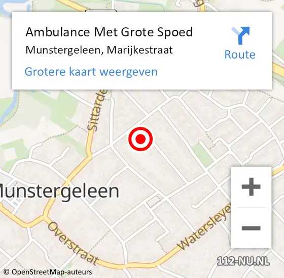 Locatie op kaart van de 112 melding: Ambulance Met Grote Spoed Naar Munstergeleen, Marijkestraat op 24 januari 2015 20:26